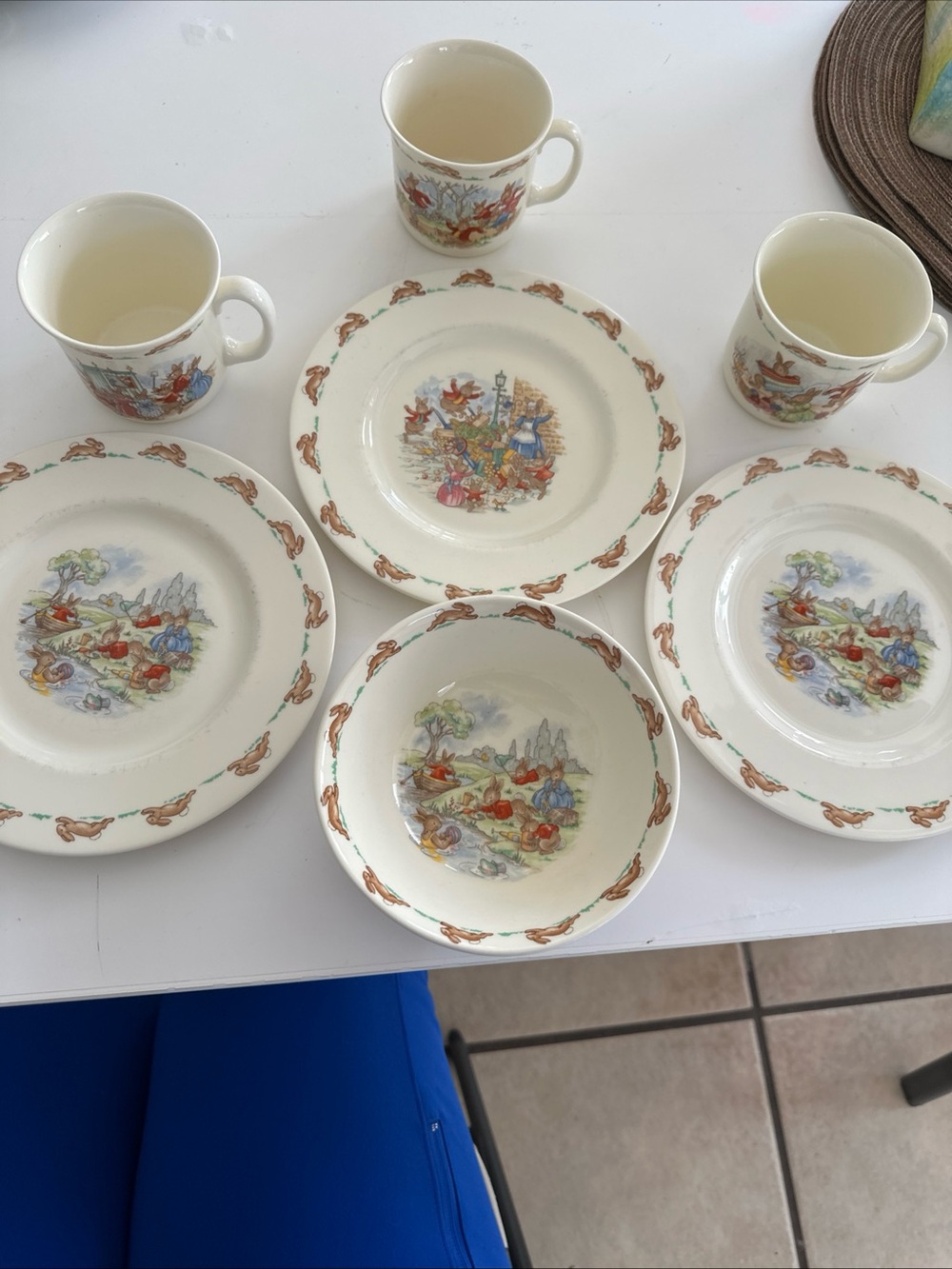 Bunnykins Vintage Cream Ceramic 3-piece Set with Pastel Woodland Motif